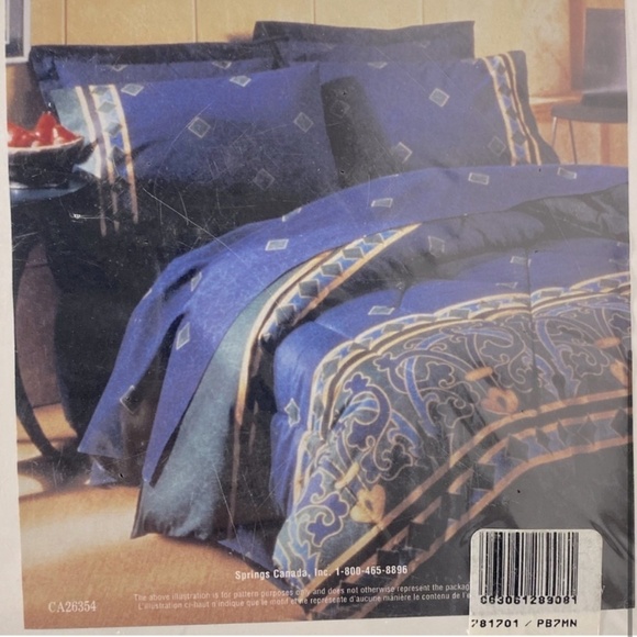 Vintage Spring Maid Navy Blue Marble Print Twin Flat Sheet - Picture 5 of 6